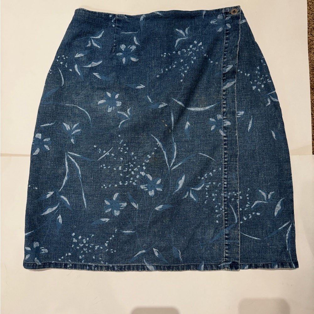 Requirements Blue Wrap Pencil Skirt